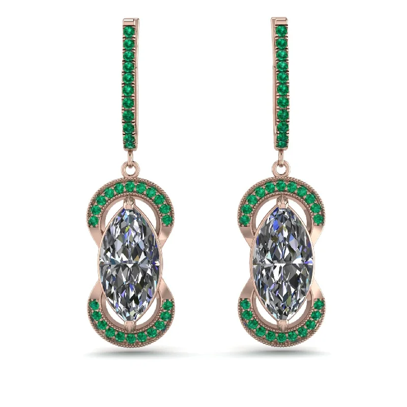 Women’s boho chic earrings-Marquise Vintage Diamond Earrings - Marley No. 17