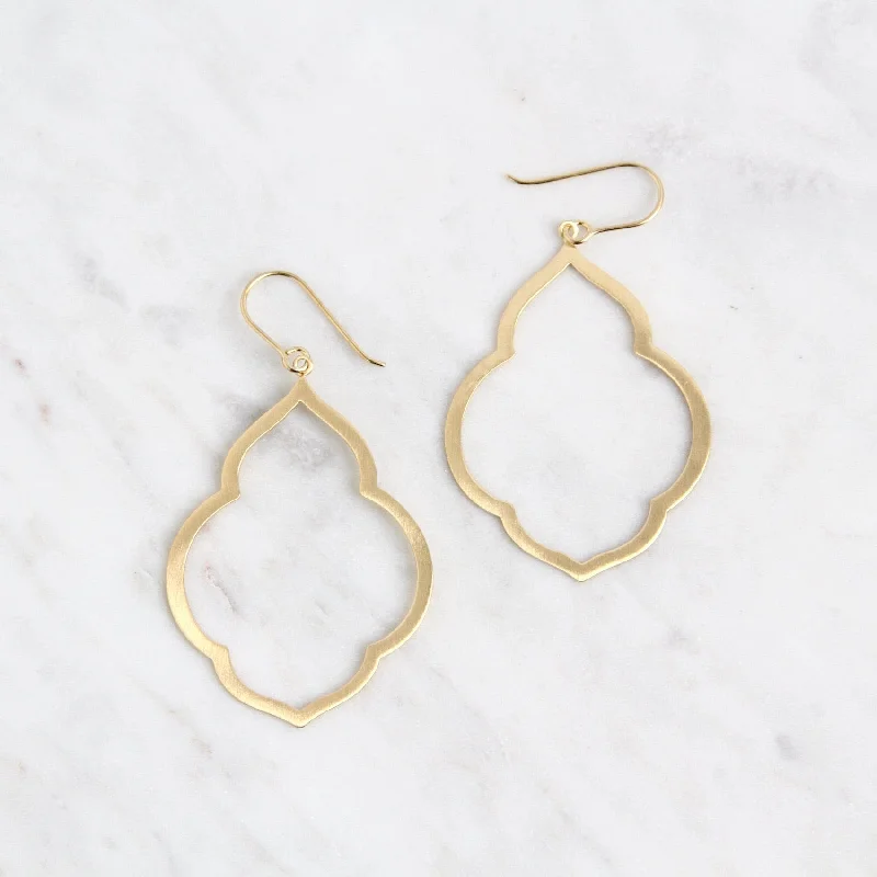 Women’s diamond hoop earrings-Brushed Gold Vermeil Large Persian Window Earrings