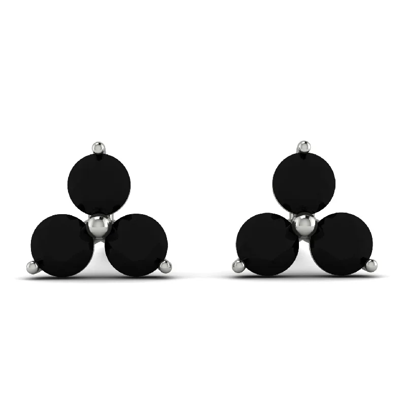 Women’s cute stud earrings-Minimalist Black Diamond Stud Earrings - Jillian No. 9