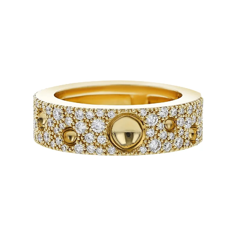 Women’s floral engagement ring-18K Gold Pave Diamond Pois Moi Luna Ring