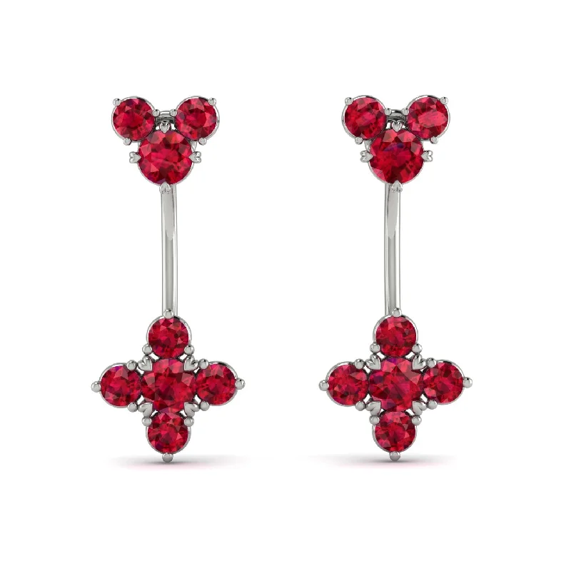 Women’s simple stud earrings-Hanging Ruby Compass Earrings - Brittany No. 57