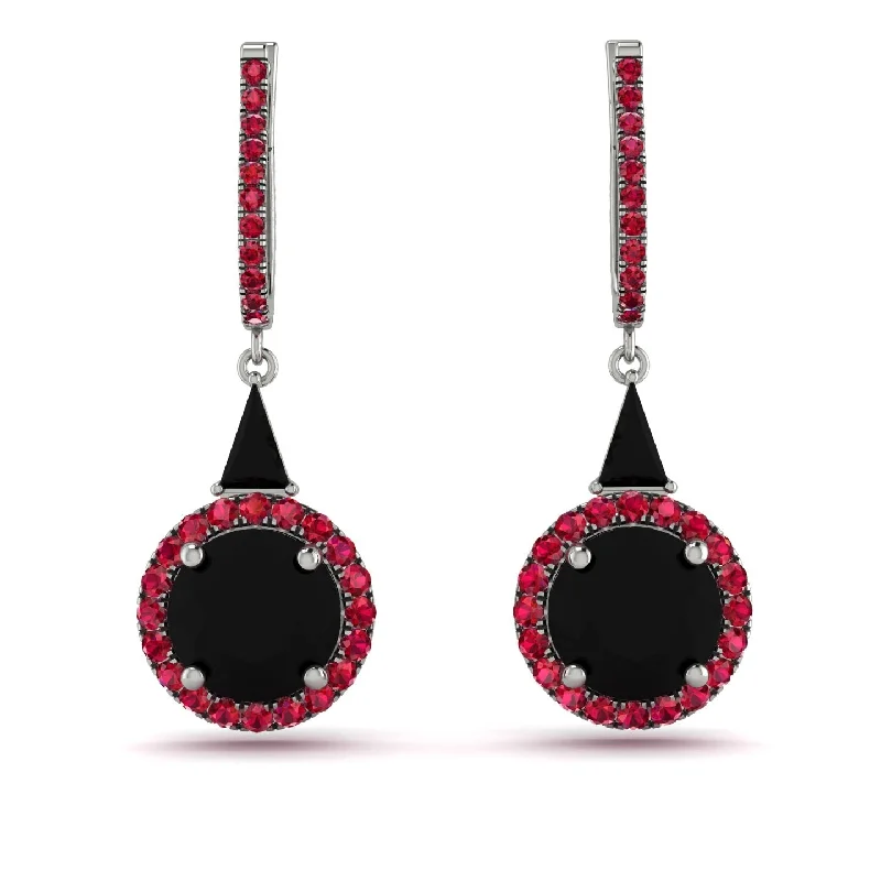 Women’s stylish earrings-Hidden Halo Black Diamond Earrings - Joanna No. 54