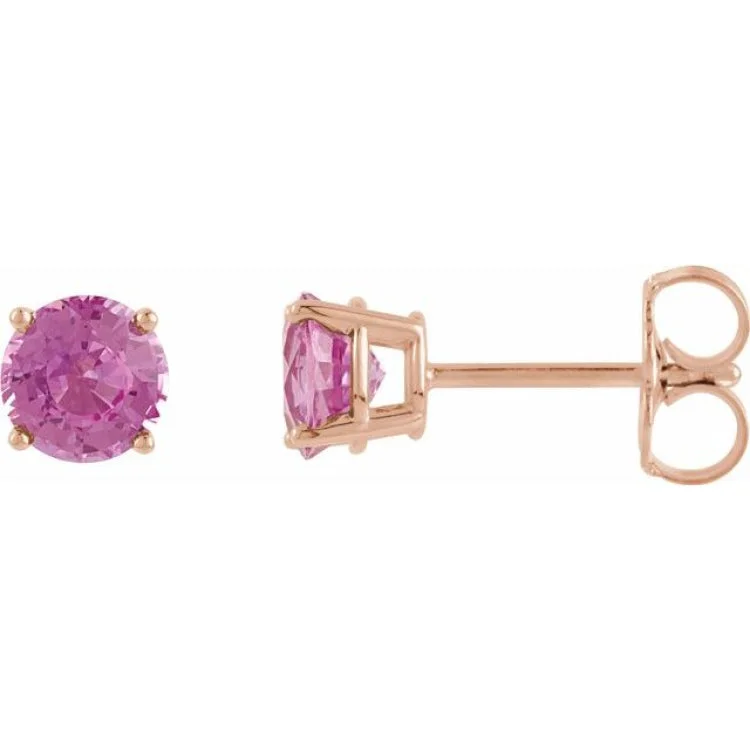 Women’s boho chic earrings-14K Rose 4 mm Natural Pink Tourmaline Stud Earrings