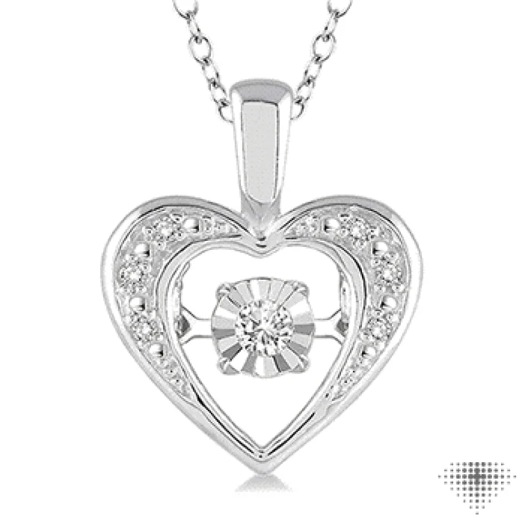 Women’s luxury gold necklace-1/20 Ctw Heart Shape Diamond Emotion Pendant in Sterling Silver with Chain