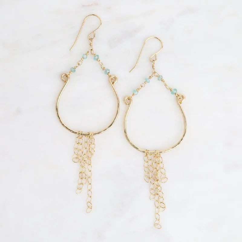 Women’s gemstone drop earrings-Apatite Horseshoe Dangle Earrings