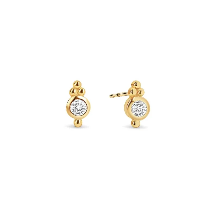 Women’s dangling gemstone earrings-Cluster Bezel Stud Earrings