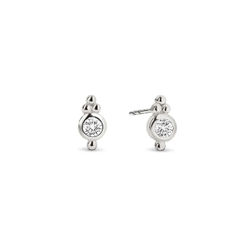 Women’s classy stud earrings-Cluster Bezel Stud Earrings