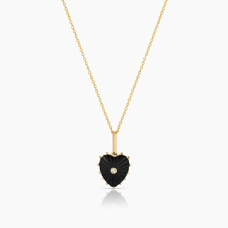 Women’s colorful necklace-ISABEL ONYX HEART NECKLACE