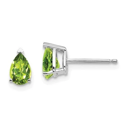 Women’s gold-plated hoop earrings-14KT WHITE GOLD 0.90 CTW PEAR PERIDOT EARRINGS