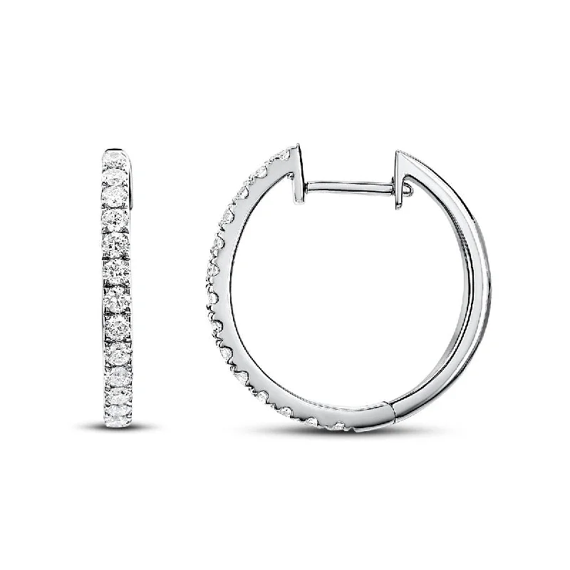 Women’s bridal drop earrings-14KT GOLD 0.12 CTW DIAMOND SMALL HUGGIE HOOP EARRINGS