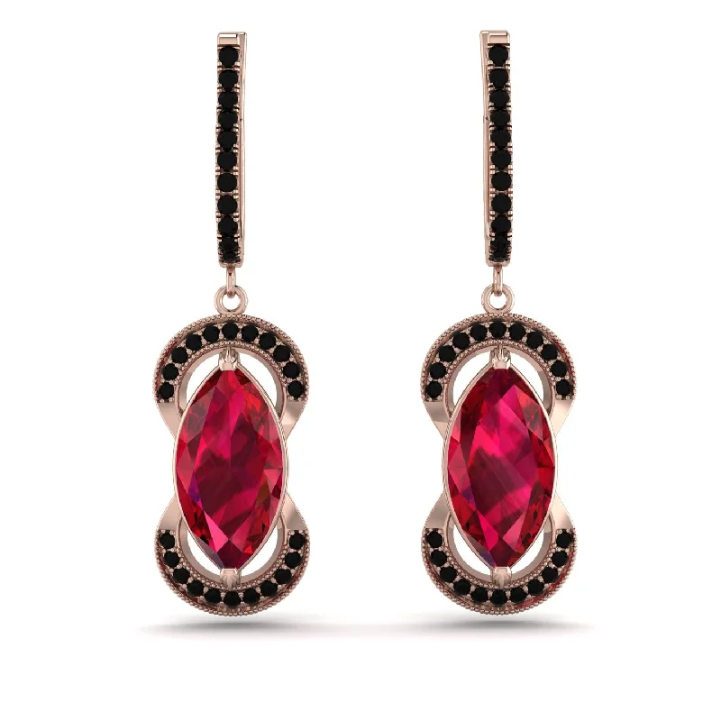 Women’s custom earrings-Marquise Vintage Ruby Earrings - Marley No. 41