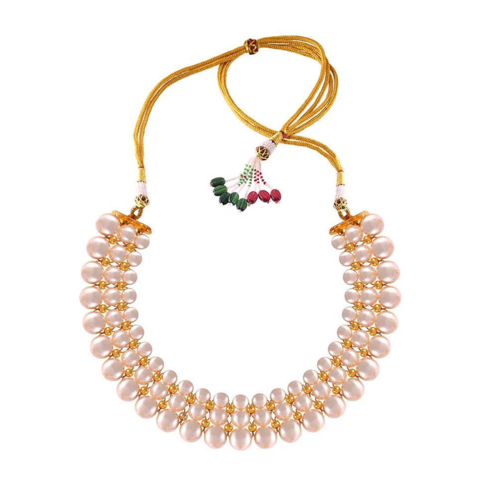 Women’s natural stone necklace-Gorgeous 22k Gold Studded Necklace From Tushi Collection