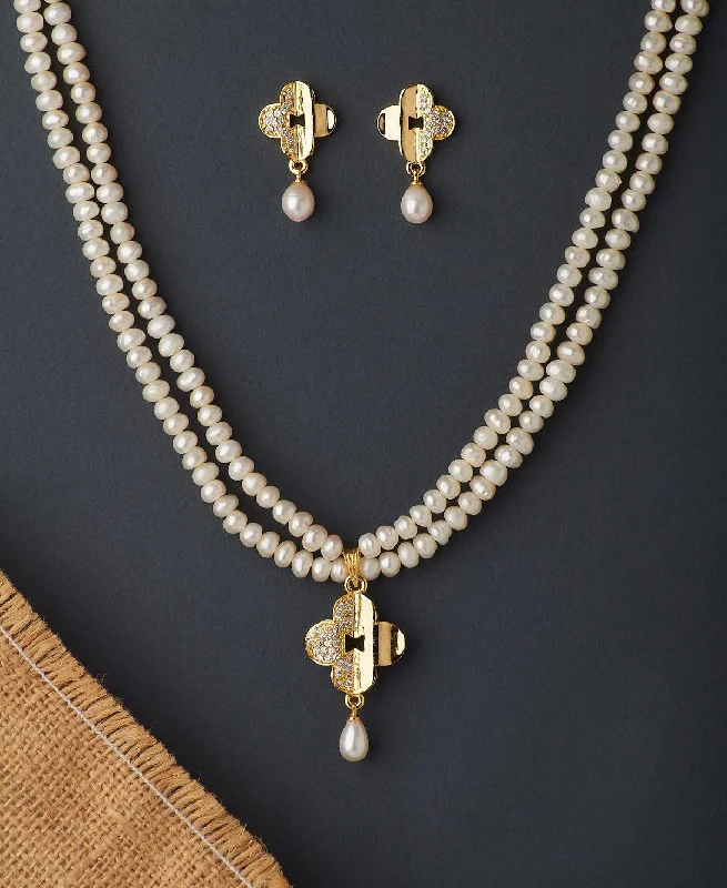 Women’s pearl pendant necklace-Trendy Real Pearl Necklace Set