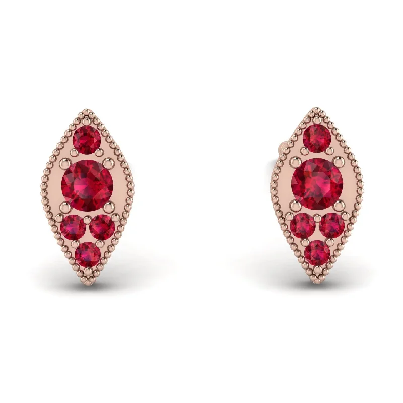 Women’s sapphire earrings-Milgrain Marquise Ruby Earrings - Faye No. 56