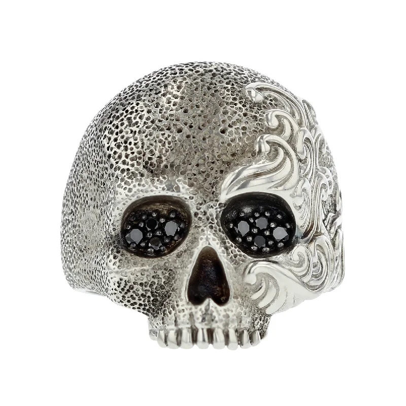 Women’s heart-shaped engagement ring-David Yurman Sterling Silver and Black Diamond Skull Ring