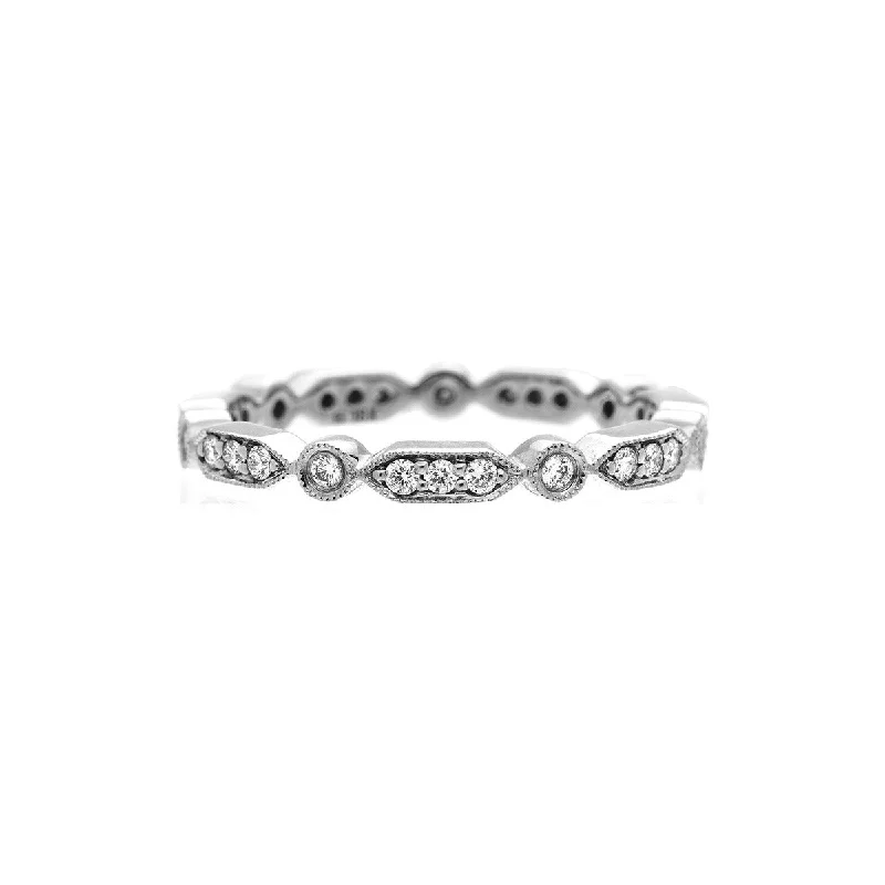 Women’s custom-designed engagement ring-Deco Mini Diamond Band