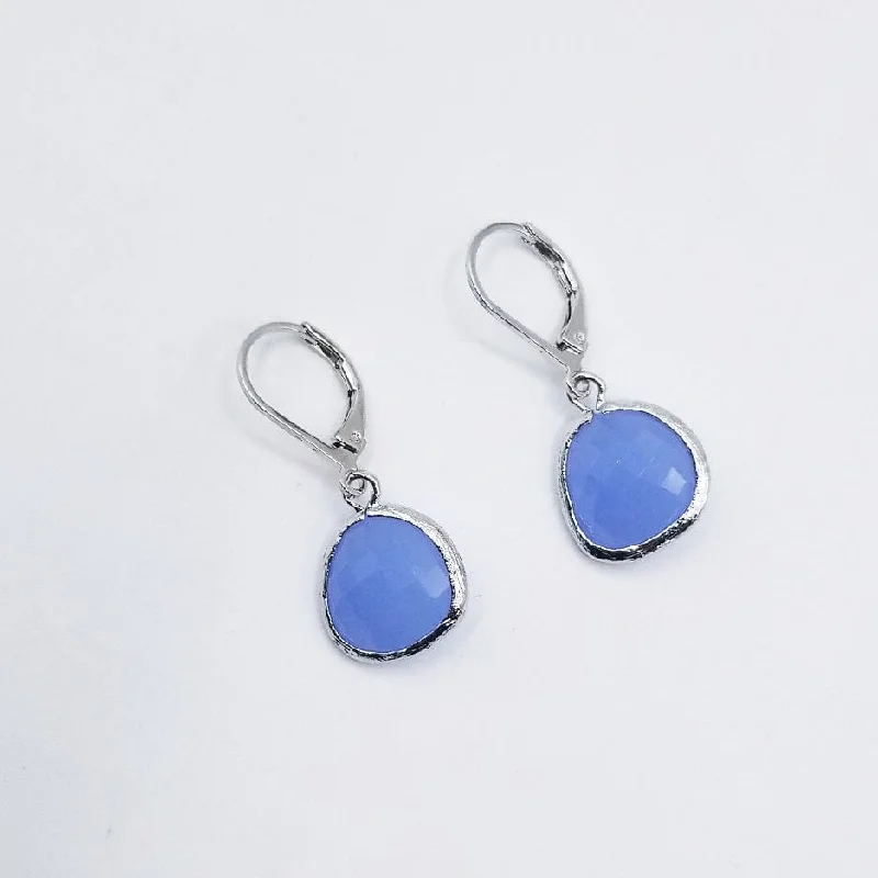 Women’s dangling gemstone earrings-Sterling Silver Light Royal Blue Crystal Lever Back Earrings