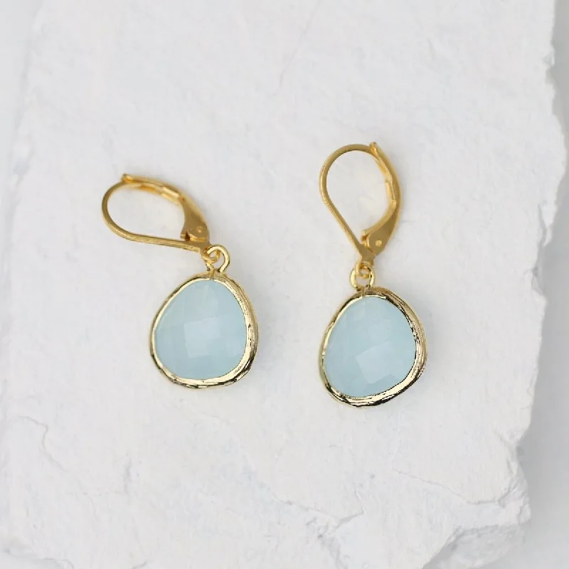 Women’s chandelier earrings-Gold Plated Alice Blue Crystal Lever Back Earrings