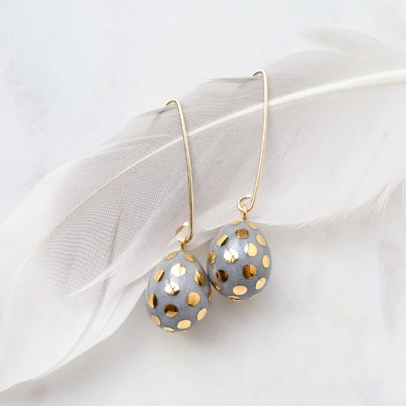 Women’s fancy earrings-Grey Ladybug Teardrop Earrings