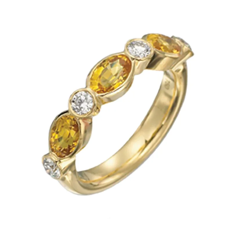 Women’s ruby engagement ring-18K Yellow Gold Diamond Sapphire Stackable Ring