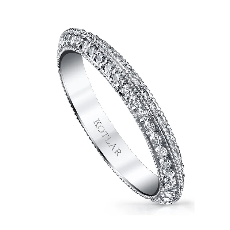 Women’s three-stone engagement ring-Diamond Artisan Pave Crown Eternity Band