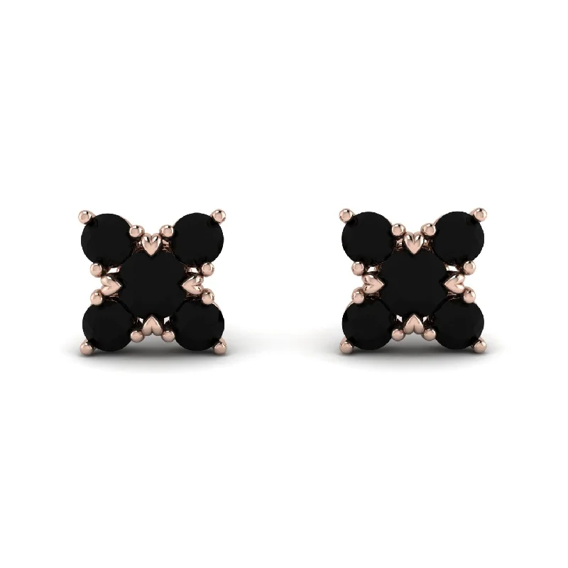 Women’s handmade earrings-Geometrical 5 Black Diamonds Stud Earrings - Noa No. 38