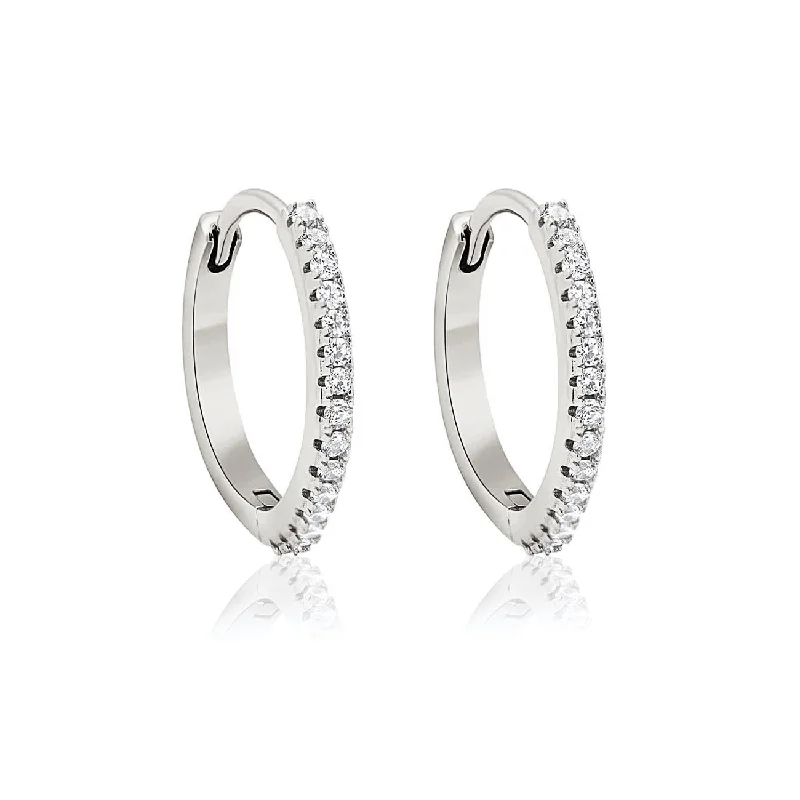 Women’s statement dangle earrings-Small Diamond Hoop Earrings