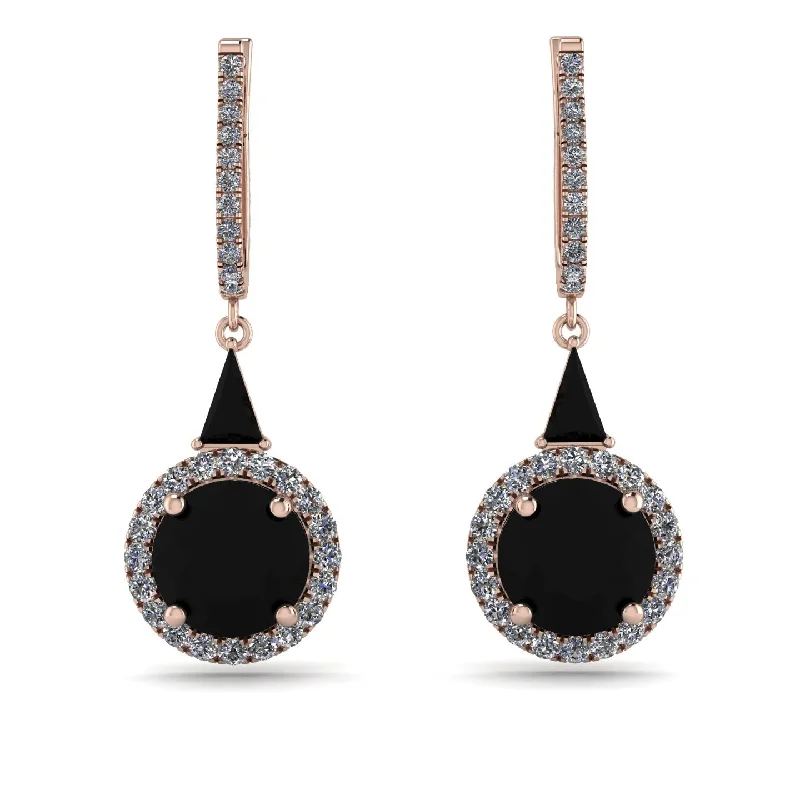 Women’s wedding earrings-Hidden Halo Black Diamond Earrings - Joanna No. 8