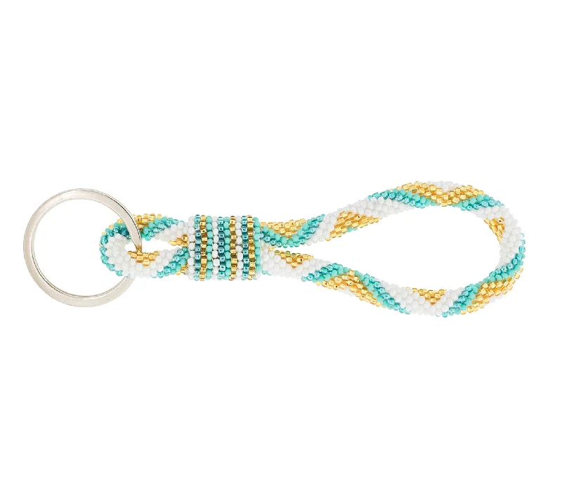 Women’s sleek necklace-The Original Roll-On® Keychain <br> Aquamarine