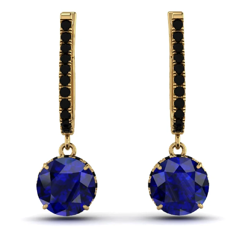 Women’s gold hoop earrings-Sapphire Dangle Earrings With Hidden Halo - Adaline No. 43