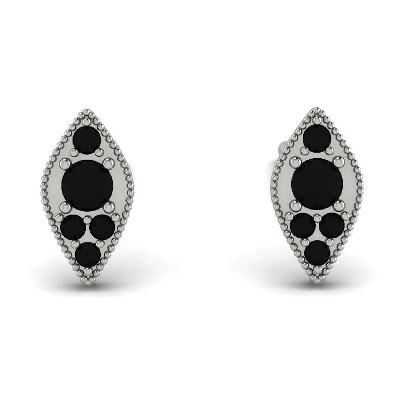 Women’s casual earrings-Milgrain Marquise Black Diamond Earrings - Faye No. 39