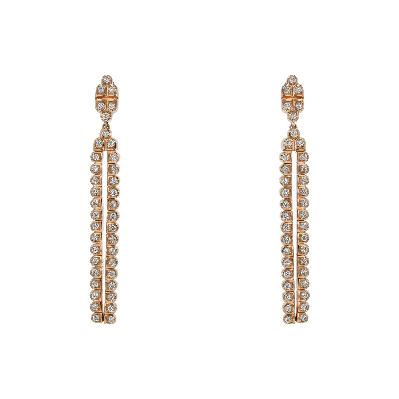 Women’s colorful earrings-Scallop Silhouette Diamond Drop Earrings in 18K Rose Gold