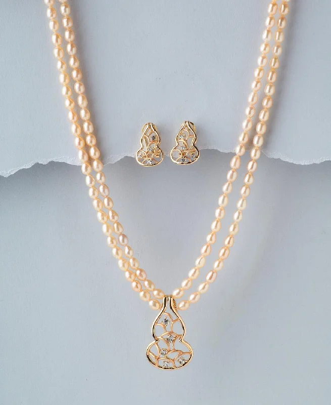 Women’s cross necklace-Trendy Real Pearl Necklace Set