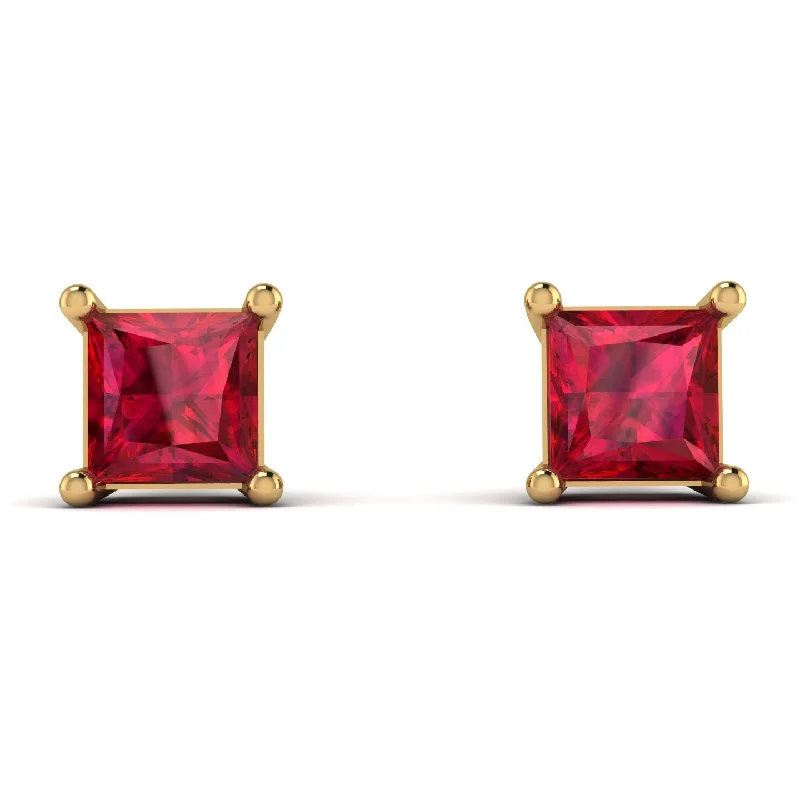 Women’s oval earrings-Princess Cut Stud Earrings - Kenia No. 10