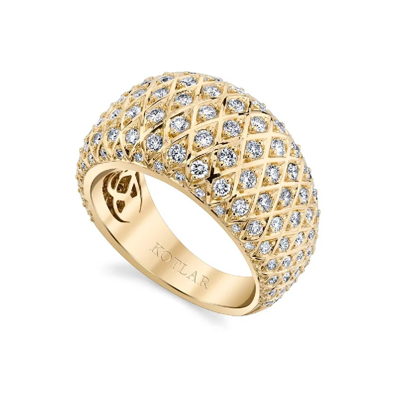 Women’s stackable engagement ring-Criss Cross Artisan Diamond Pave Band Ring