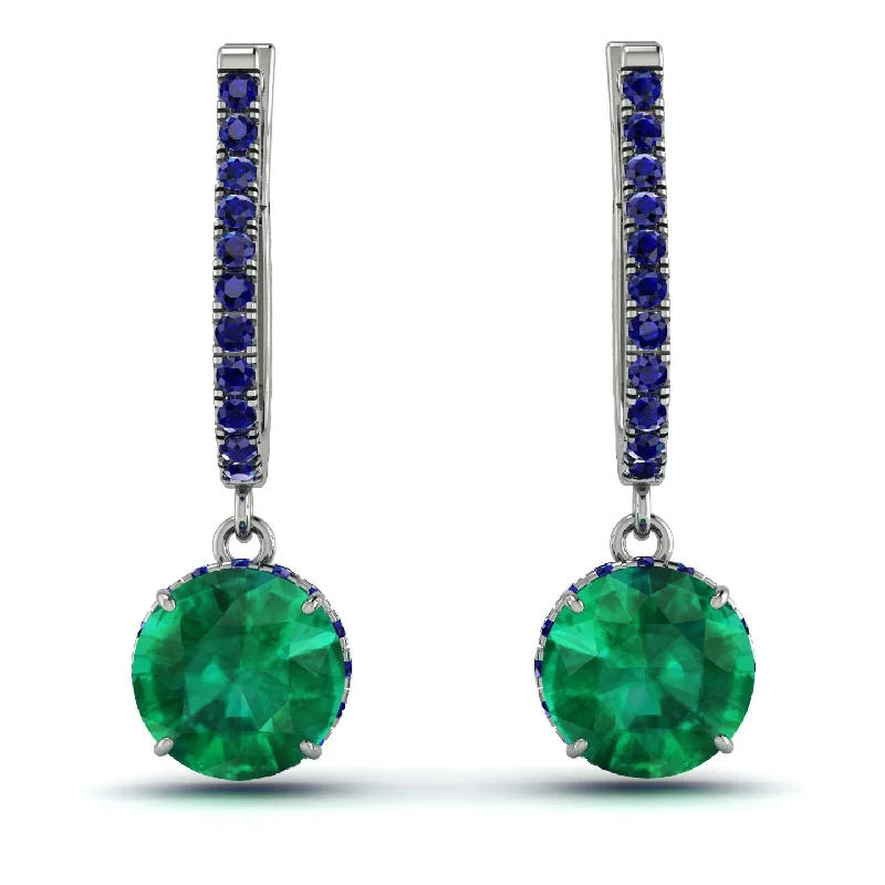 Women’s heart-shaped stud earrings-Emerald Dangle Earrings With Hidden Halo - Adaline No. 66