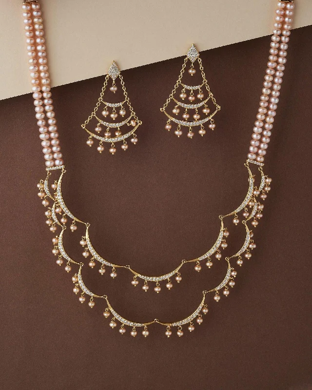 Women’s layered pearl necklace-Trendy Vintage Pearl Necklace Set