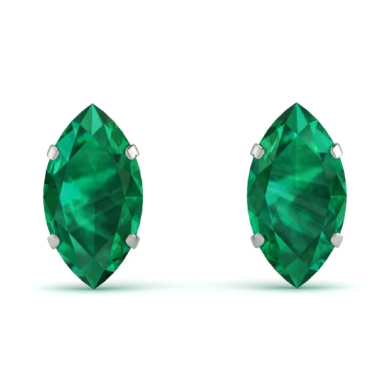 Women’s luxury earrings-Hidden Halo Marquise Emerald Earrings - Journey No. 6