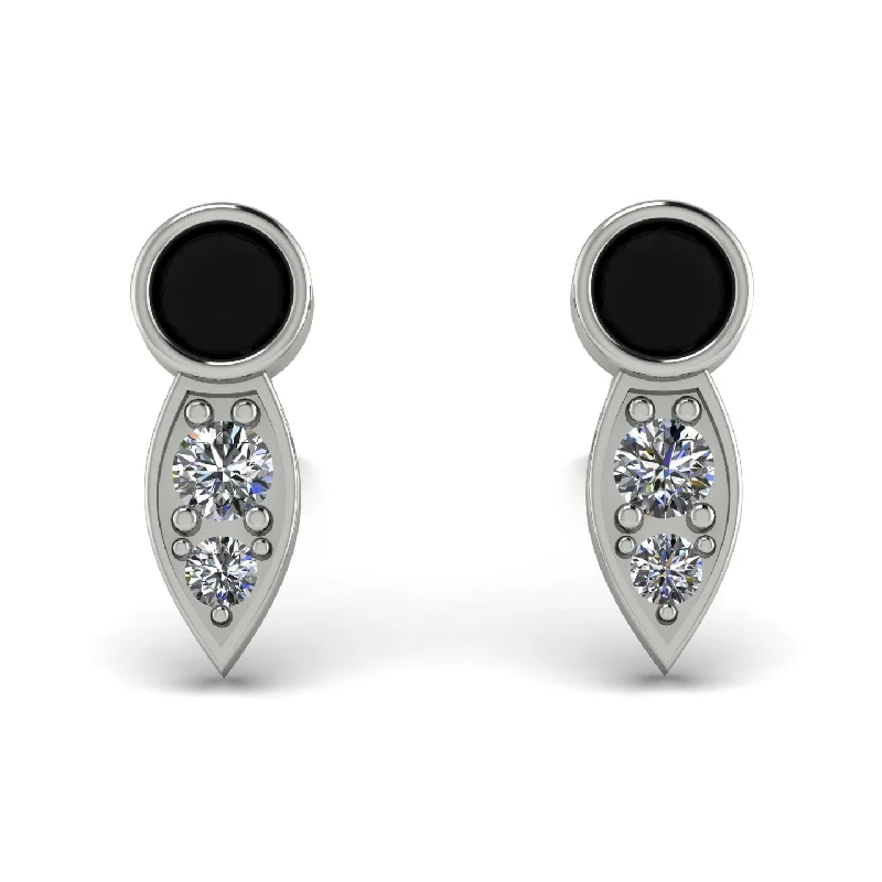 Women’s crystal earrings-Bezel Black Diamond Earrings In Pear Shaped - Aniya No. 9