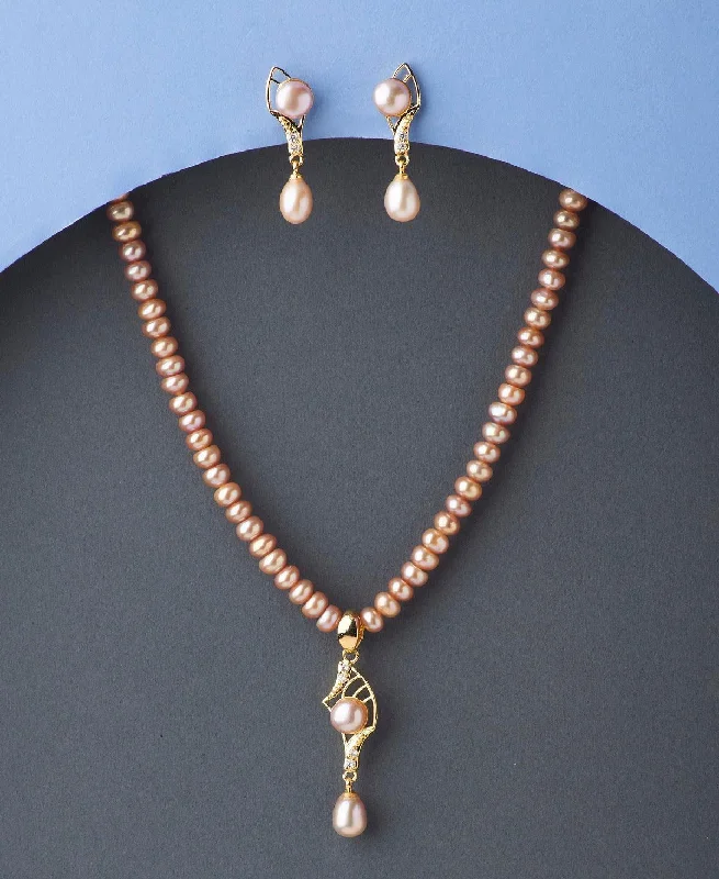 Women’s eternity necklace-Trendy Real Pearl Necklace Set