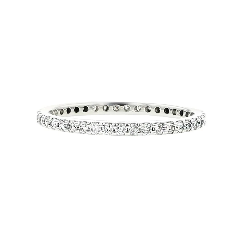 Women’s engagement ring with a diamond band-14K White Gold Prong-Set Diamond Eternity Band