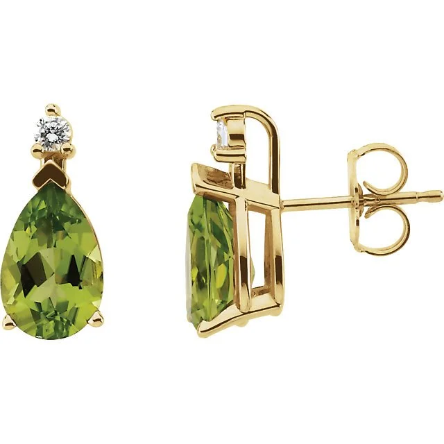 Women’s stylish earrings-14KT YELLOW GOLD 2.20 CTW PERIDOT & 0.08 CTW DIAMOND EARRINGS