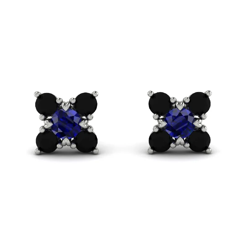 Women’s butterfly earrings-Geometrical 5 Sapphires Stud Earrings - Noa No. 45