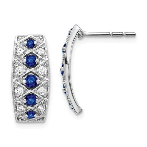 Women’s diamond drop earrings-14KT WHITE GOLD 0.52 CTW SAPPHIRE & 0.28 CTW DIAMOND FANCY EARRINGS