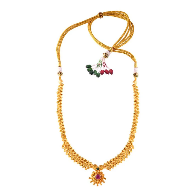 Women’s vintage necklace-Best Magnificent 22k Gold Ethereal Necklace With Red Stone From Pc Chandra Tushi Collection