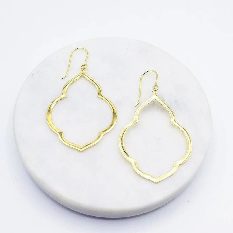 Women’s handmade earrings-Large Persian Window Earrings in Polished Gold Vermeil