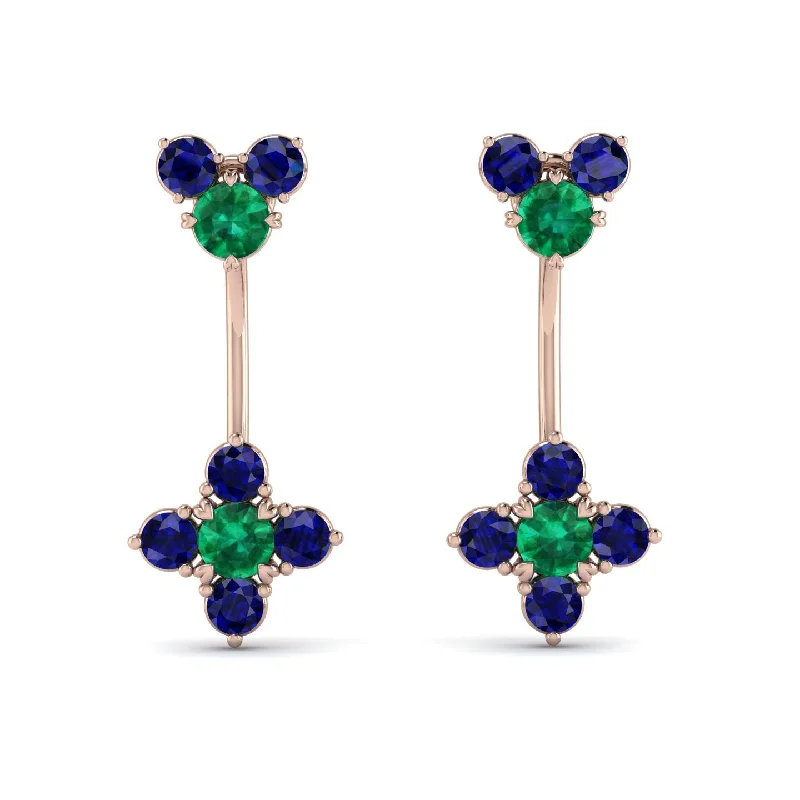 Women’s oval stud earrings-Hanging Emerald Compass Earrings - Brittany No. 65