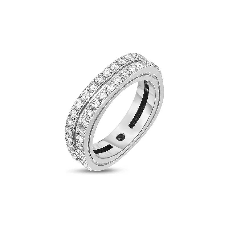 Women’s modern solitaire engagement ring-18KT 2 Row Diamond Portofino Band