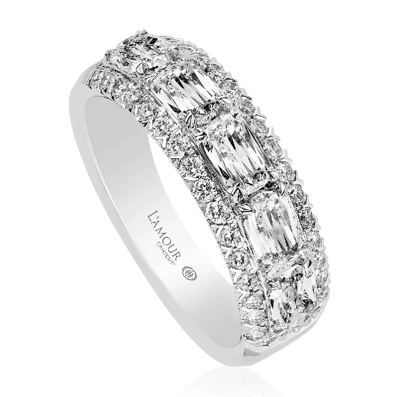 Women’s oval engagement ring-LAmour Crisscut Diamond Band