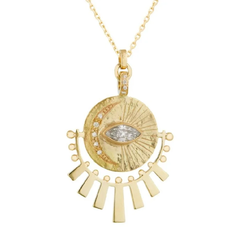 Women’s classic necklace-Marquise Diamond and Sunbeams Necklace